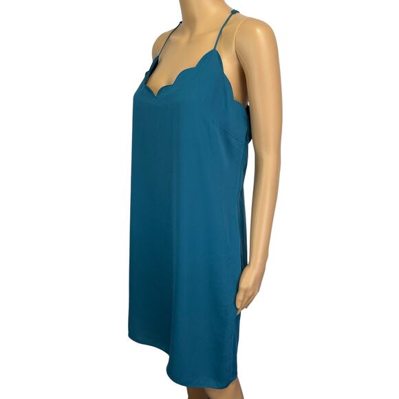 J. Crew Scalloped Tank Dress Teal Blue Sleeveless G3613 Size 12 - Picture 4 of 12